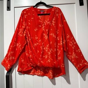 Vince Camuto Red Floral Blouse